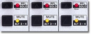 MX1804X: PFL/Solo and Mute/Alt 3-4 buttons on each channel